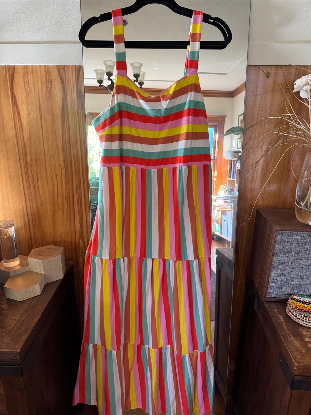 J.Crew Bright Multi-Stripe Sleeveless Maxi Dress - Pink, Yellow & Green